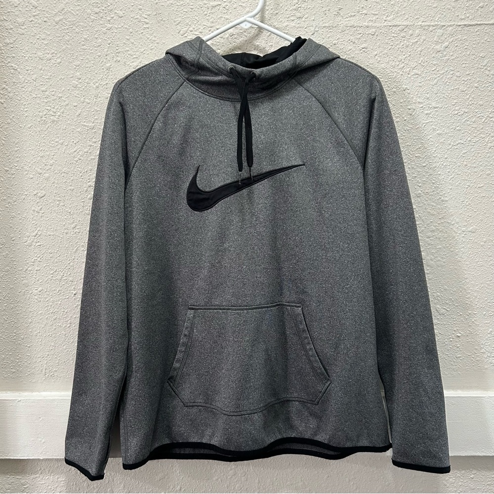 Nike Dri-Fit Grey and Black Hooded Sweatshirt Size Large